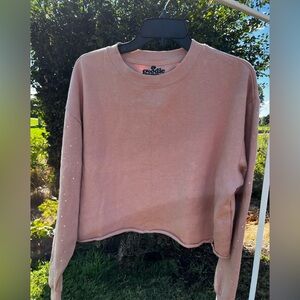 Goodie Two Sleeves Women's Tan Mauve Sweatshirt Size Large